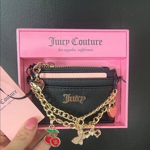 Juicy Couture Black Card Holder with Gold Charms
